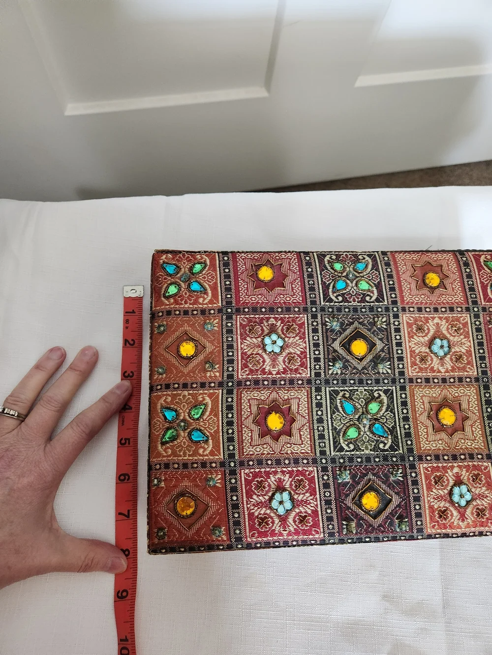 Pier 1 Beaded Embellished Patterned Decorative Jewelry Box